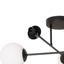 Deckenlampe Glassy, 4-flg., gekreuzt, schwarz/opal