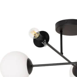 Deckenlampe Glassy, 4-flg., gekreuzt, schwarz/opal