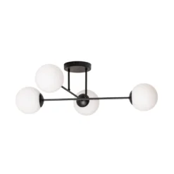 Deckenlampe Glassy, 4-flg., gekreuzt, schwarz/opal