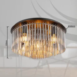 Deckenlampe Gorley, rauch/schwarz, Glas, 50 cm, 5-flg., E27