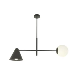 Deckenlampe Hermes, 2-flammig, schwarz, Glas, 70 cm, E14