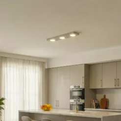 Deckenlampe Hero grau-beige, 55 x 12 cm, 3-fl., Metall GX53