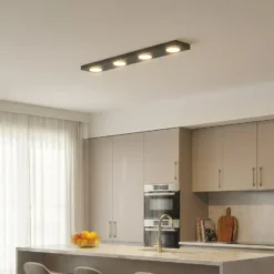 Deckenlampe Hero, schwarz, 4-fl., 75 x 12 cm, Metall, GX53