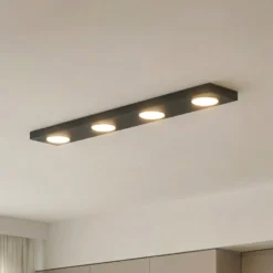 Deckenlampe Hero, schwarz, 4-fl., 75 x 12 cm, Metall, GX53