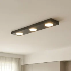 Deckenlampe Hero, schwarz, 55 x 12 cm, 3-fl., Metall, GX53