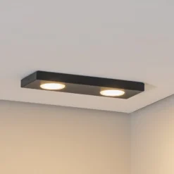 Deckenlampe Hero, 12 x 35 cm, 2-flg., schwarz, Metall, GX53