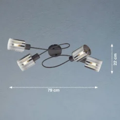 Deckenlampe Iska mit Armen, vierflammig