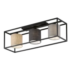Deckenlampe Isko mit drei Stoffschirmen