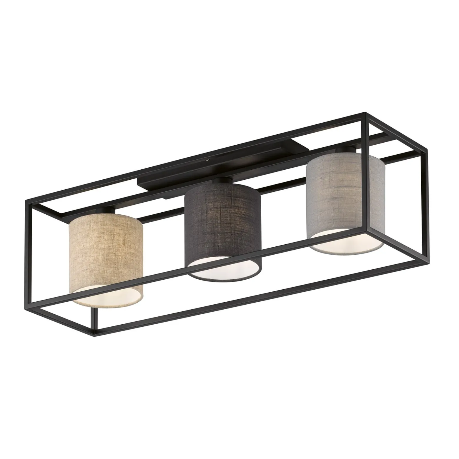 Deckenlampe Isko mit drei Stoffschirmen