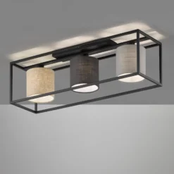 Deckenlampe Isko mit drei Stoffschirmen