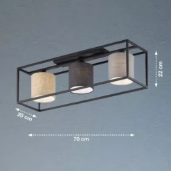 Deckenlampe Isko mit drei Stoffschirmen