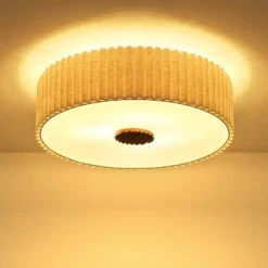 Deckenlampe Jannie, natur, Leinen, 3-flammig, Ø 50 cm, E27