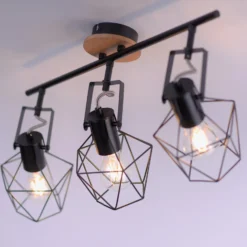Deckenlampe Jaro justierbar schwarz/holz 3-flammig