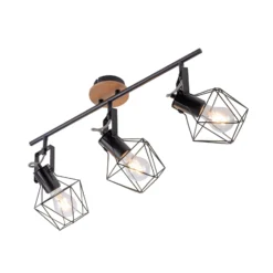 Deckenlampe Jaro justierbar schwarz/holz 3-flammig