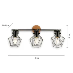 Deckenlampe Jaro justierbar schwarz/holz 3-flammig