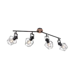 Deckenlampe Jaro justierbar schwarz/holz 4-flammig