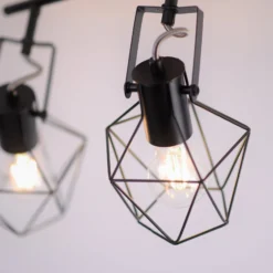 Deckenlampe Jaro justierbar schwarz/holz 4-flammig