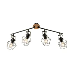 Deckenlampe Jaro justierbar schwarz/holz 4-flammig