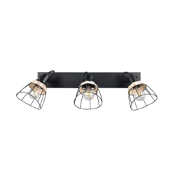 Deckenlampe Jerome, Länge 62 cm, 3-flg., schwarz matt Metall