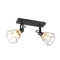 Deckenlampe Jerome, Länge 36 cm, 2-flg., schwarz matt Metall