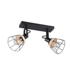 Deckenlampe Jerome, Länge 36 cm, 2-flg., schwarz matt Metall