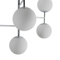 Deckenlampe Korek, chrom/weiß, Glas, 75 cm, 7-flg., E14