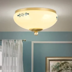 Deckenlampe Landhaus Messing creme blau Ø 21cm