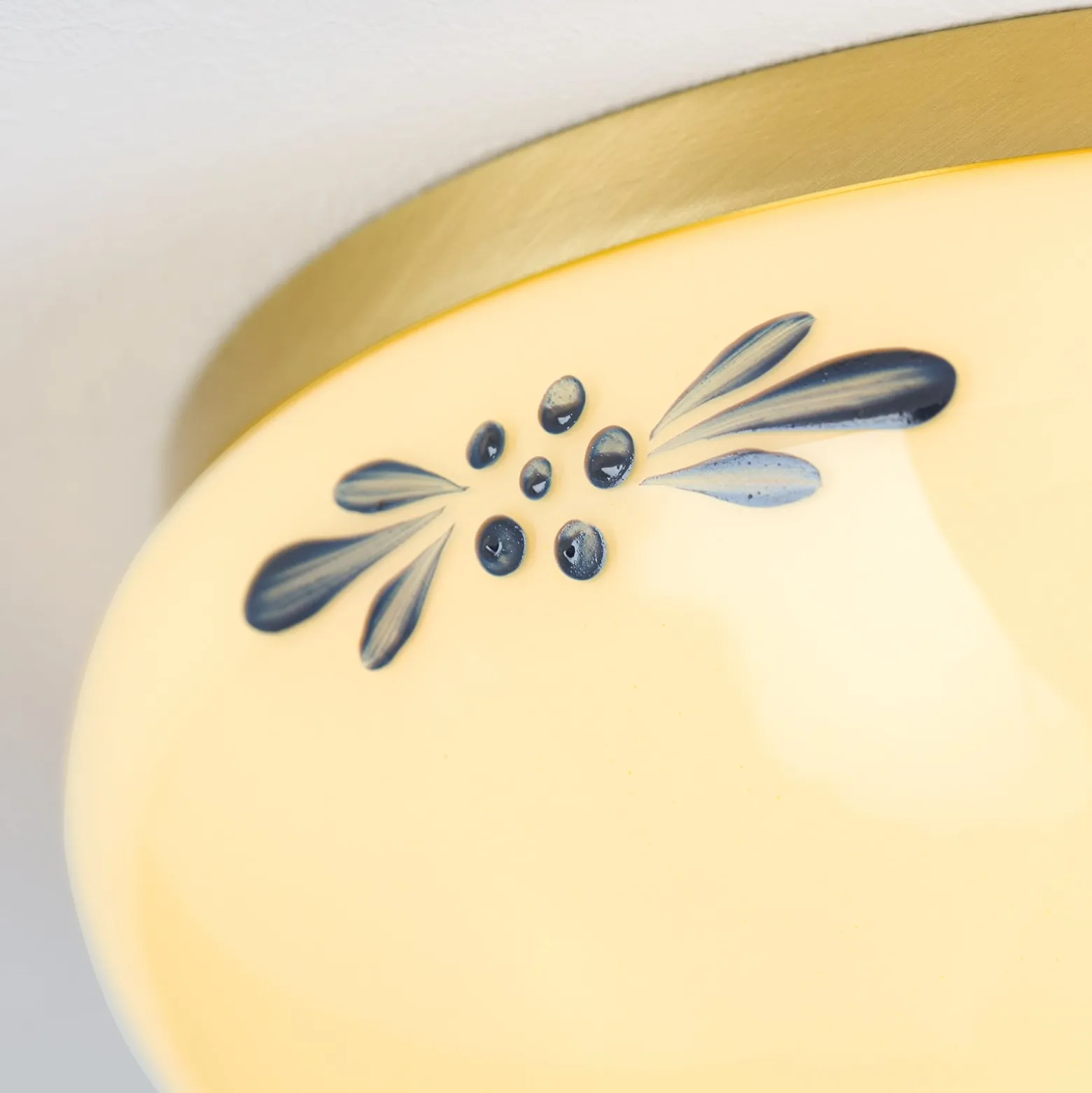 Deckenlampe Landhaus Messing creme blau Ø 21cm