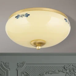 Deckenlampe Landhaus Messing creme blau Ø 28cm