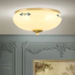 Deckenlampe Landhaus Messing creme blau Ø 28cm