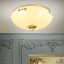Deckenlampe Landhaus Messing creme blau Ø 28cm