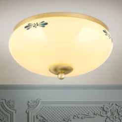 Deckenlampe Landhaus Messing creme blau Ø 28cm