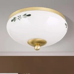 Deckenlampe Landhaus Messing opal grün Ø 21 cm