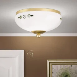 Deckenlampe Landhaus Messing opal grün Ø 21 cm