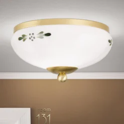 Deckenlampe Landhaus Messing opal grün Ø 21 cm