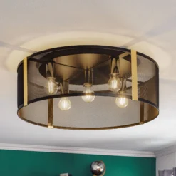 Deckenlampe Lavinia, goldene Streifen, fünfflammig
