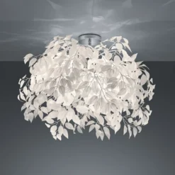 Deckenlampe Leavy, chrom/weiß, Ø 70 cm, Kunststoff