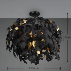 Deckenlampe Leavy, Ø 70 cm, schwarz/gold, Kunststoff