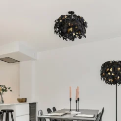 Deckenlampe Leavy, Ø 70 cm, schwarz/gold, Kunststoff