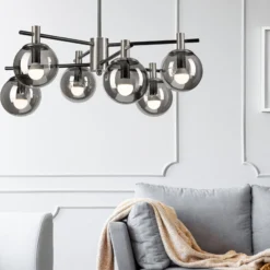 Deckenlampe Lilou, Ø 53cm, rauchgrau, Glas/Metall, 6-flg.
