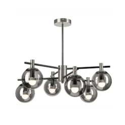 Deckenlampe Lilou, Ø 53cm, rauchgrau, Glas/Metall, 6-flg.