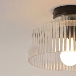 Deckenlampe Lorenzo, klar/schwarz, Ø 28 cm, Glas
