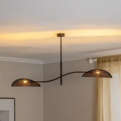 Deckenlampe Lotus, schwarz/gold, 2-flammig