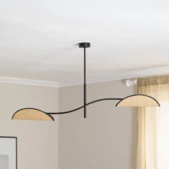 Deckenlampe Lotus, schwarz/rattanoptik, 2-flammig