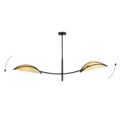 Deckenlampe Lotus, schwarz/rattanoptik, 2-flammig