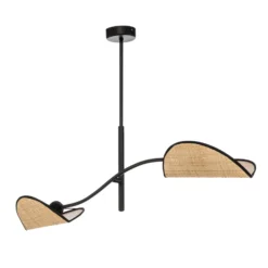 Deckenlampe Lotus, schwarz/rattanoptik, 2-flammig