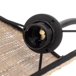 Deckenlampe Lotus, schwarz/rattanoptik, 2-flammig