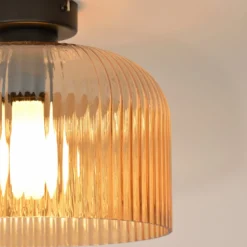 Deckenlampe Luigi bernsteinfarben/schwarz, Ø 25 cm, Glas