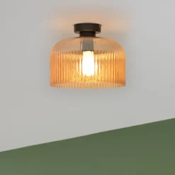 Deckenlampe Luigi bernsteinfarben/schwarz, Ø 25 cm, Glas