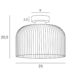 Deckenlampe Luigi bernsteinfarben/schwarz, Ø 25 cm, Glas